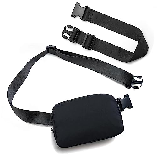 Gürteltasche, Hüfttasche, Bauchtasche, Umhängetasche, Bauchtasche für Damen und Herren, mit Verlängerungsgurt, kleine Hüfttasche für Reisen, Workout, Laufen, Wandern (schwarz + Riemen) von kuifang