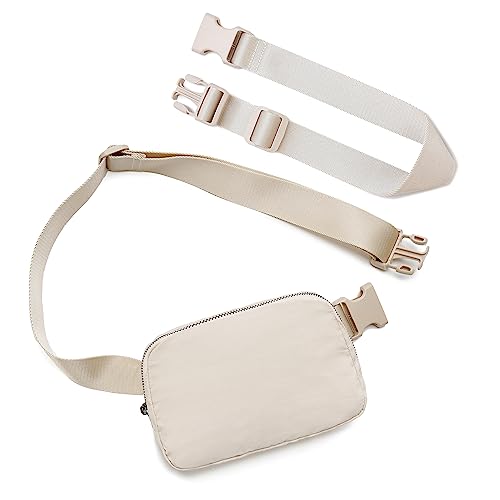 Gürteltasche mit Verlängerungsgurt, Crossbody Fanny Packs für Damen und Herren, Bauchtasche Hüfttasche mit verstellbarem Gurt für Reisen, Workout, Laufen, Wandern, Beige von kuifang