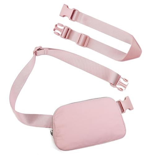 Gürteltasche mit Verlängerungsgurt, Crossbody Fanny Packs für Damen und Herren, Bauchtasche Hüfttasche mit verstellbarem Gurt für Reisen, Workout, Laufen, Wandern, Pink von kuifang