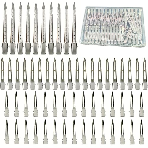 Styling-Haarspangen, silberfarben, Metall, Entenschnabel-Haarspangen für Frauen, Styling-Abteilung, Entenschnabel, lange Haarspangen, Locken-Clips für Haare, Krokodil-Clip mit Etui Styling-Haarspangen, silberfarben, Metall, Entenschnabel-Haarspangen für Frauen, Styling-Abteilung, Entenschnabel, lange Haarspangen, Locken-Clips für Haare, Krokodil-Clip mit Etui von kujootone