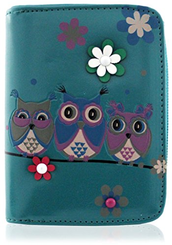 kukubird Owl Family Tree Pattern Medium Size Damen Geldbeutel-Handtasche - 38 BLUE von kukubird