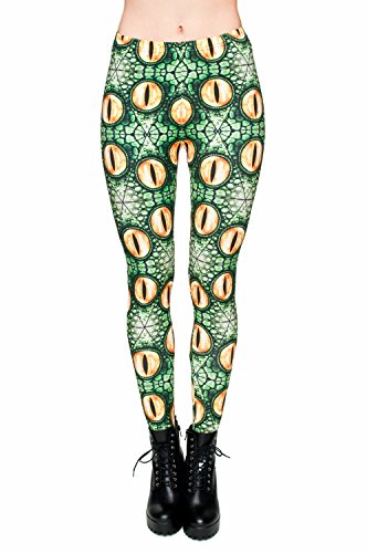 kukubird Printed Patterns Women's Yoga Leggings Gym Fitness Running Pilates Tights Skinny Pants 8 to 12 Stretchable - Green Snake von kukubird