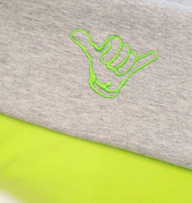 Beanie Jerseymütze Mit Stickerei Hang Loose Türkis Grau Coole Jungs Für Surfer Wellenreiten Surferbeanie Dünne Kindermütze von kulifant