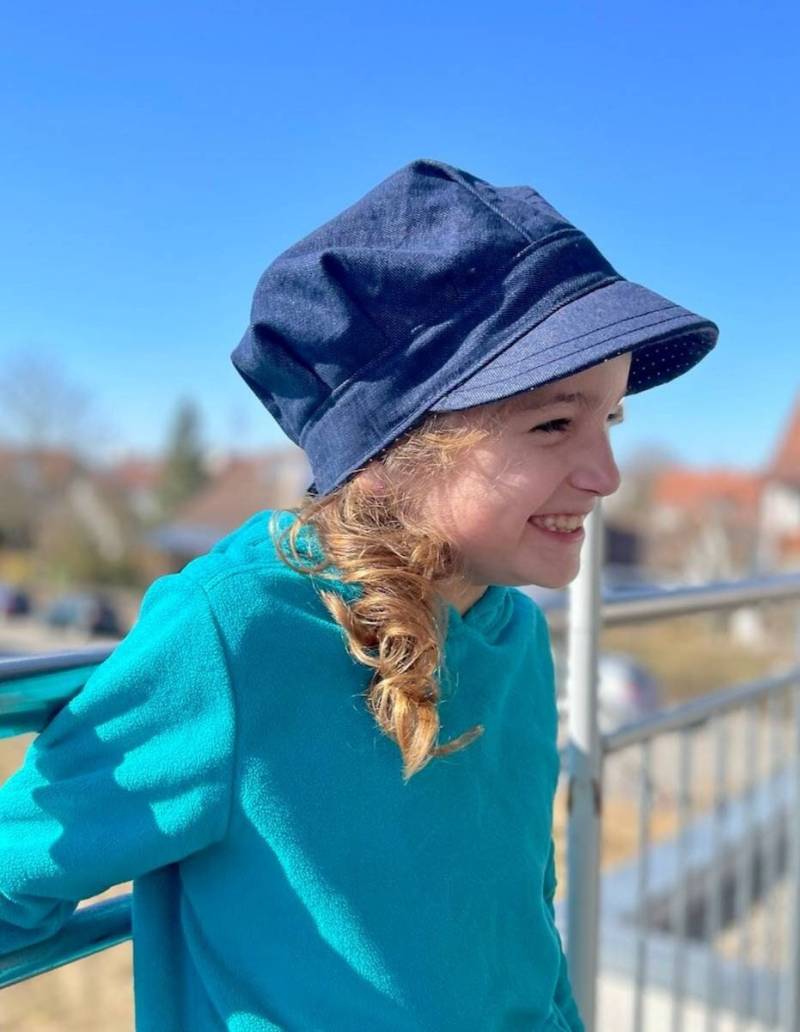 Jeansmütze Schirmmütze Mia Mit Zopfloch Mädchen Mitwachsend Denimmütze Sonnenmütze Urlaubsmütze Designmütze Cap Denimcap Ballonmütze Cap von kulifant