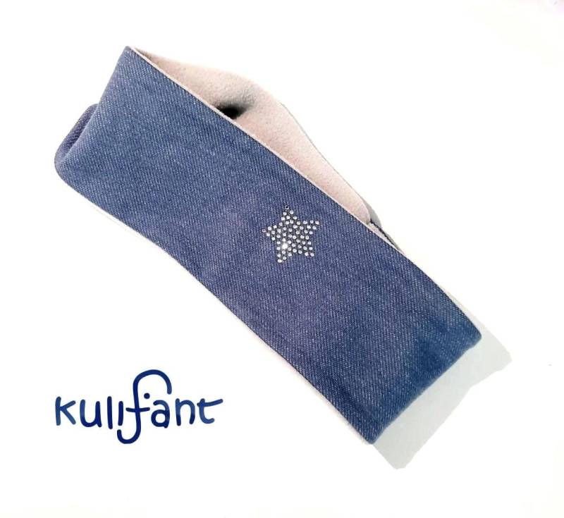 Kuschel Stirnband Haarband Glamour Winterhaarband Polarfleece Warm Kinder Erwachsene Glitzerstern Herz Geschenk Weihnachten Breite Wählbar von kulifant