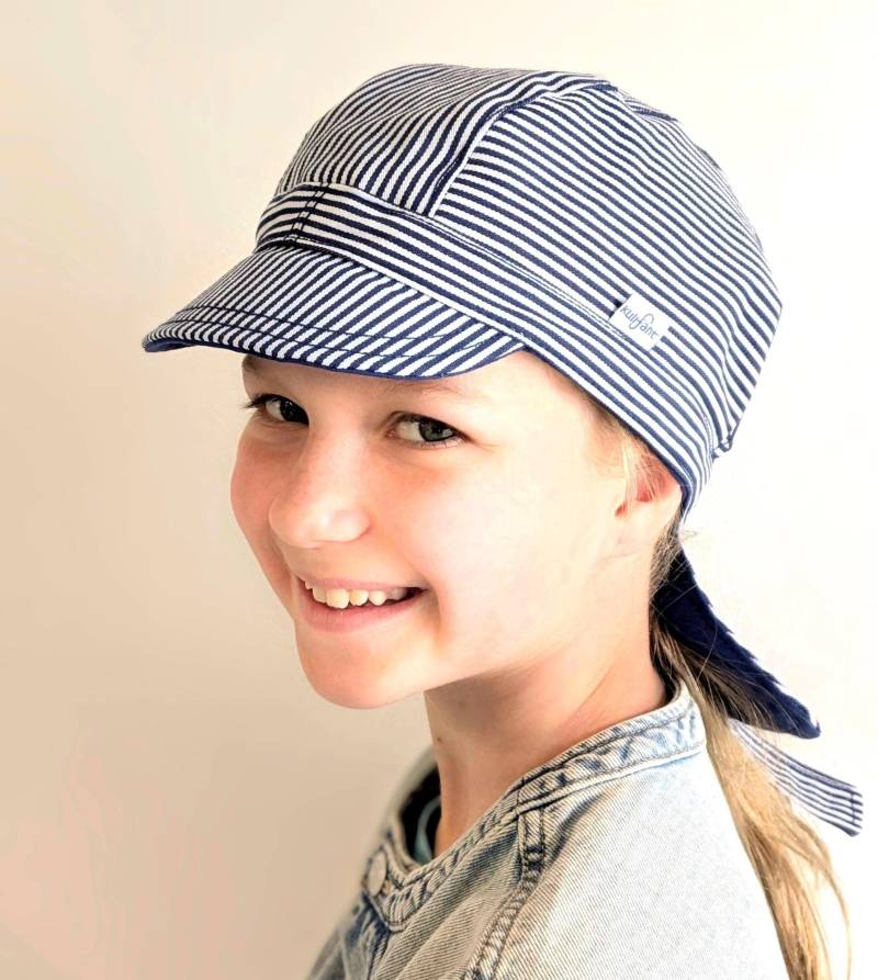 Sommermütze Piratentuch Johnny Schirm Sonnenschutz Jeans Denim Bandana Wendemütze Zum Binden Größenverstellbar Alternative Nackenschutz von kulifant