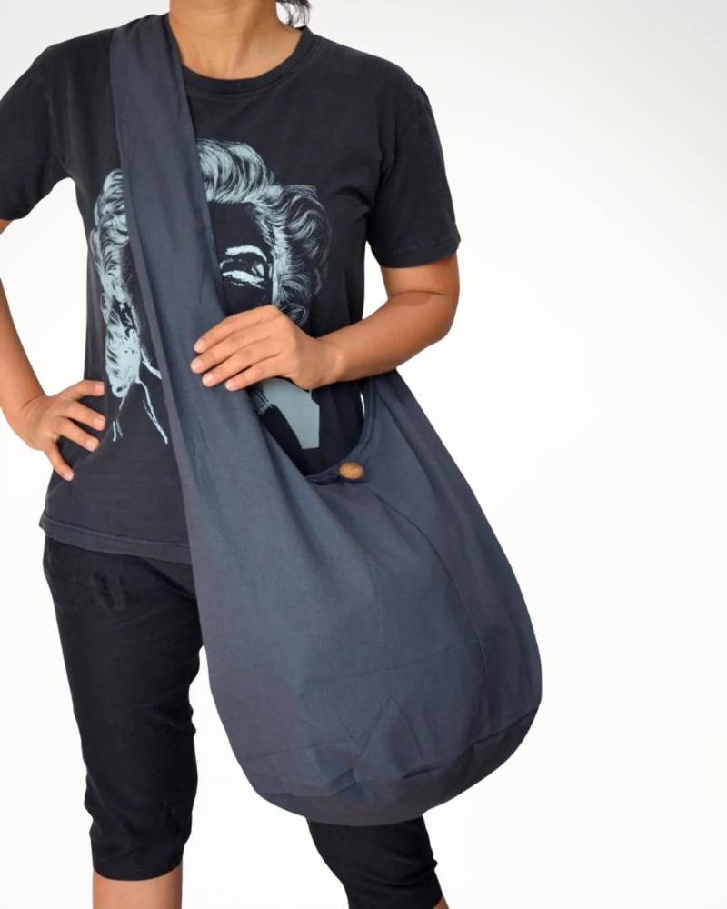 Dunkelgraue Baumwolltasche Sling Bag Messenger Crossbody Schultertasche Vintage Tasche Retro Hobo Reisetasche Boho Markttasche Geldbörse von kultida