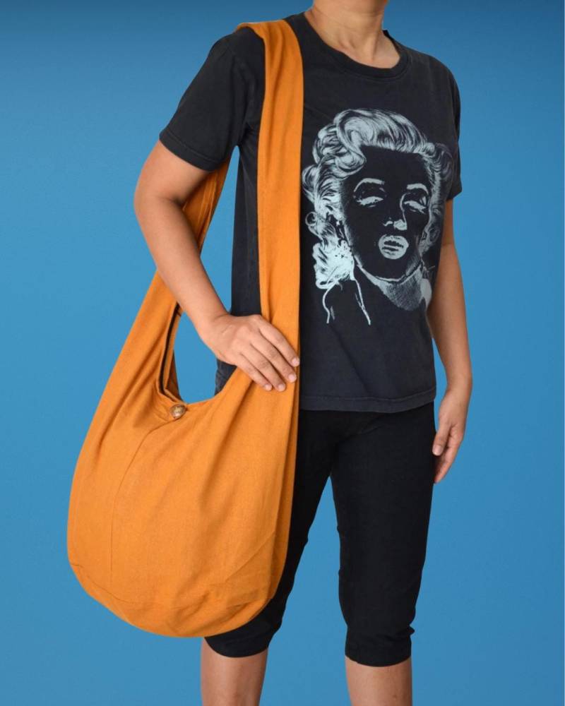 Gold Gelbe Baumwolle Sling Bag Messenger Crossbody Schultertasche Vintage Tasche Retro Hobo Overnight Boho Markt Geldbörse von kultida