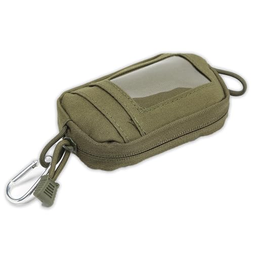 kumet Multifunktionale, leichte, minimalistische Geldbörse mit Reißverschluss – transparentes Ausweisfenster und Schlüsselanhänger, praktisch und bequem, Grün (Army Green), Outdoor-Reisen von kumet