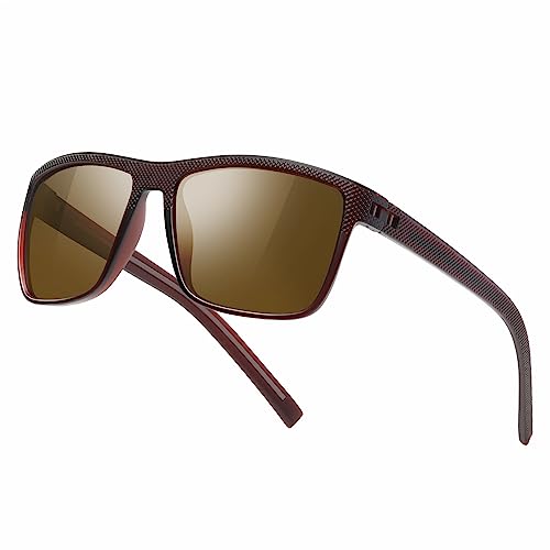 Polarisierte-Sonnenbrille-Herren-Damen-Sportbrille-Sonnenbrillen-Unisex-Klassische-Retro-Vintage-UV400-Schutz-Rechteckig-Schwarz-Sonnen brille-Sunglasses Men-Für Männer Outdoor Wandern Angeln,03 von kunchu