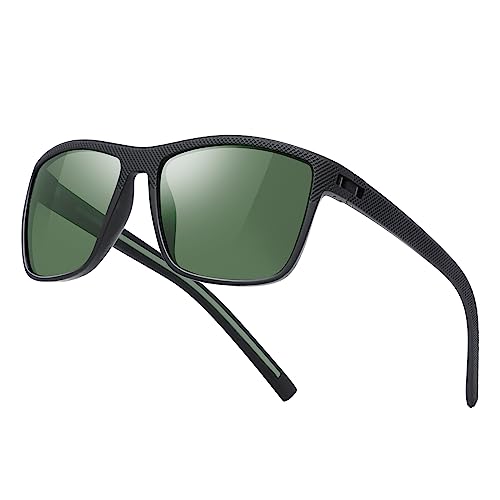 Polarisierte-Sonnenbrille-Herren-Damen-Sportbrille-Sonnenbrillen-Unisex-Klassische-Retro-Vintage-UV400-Schutz-Rechteckig-Schwarz-Sonnen brille-Sunglasses Men-Für Männer Outdoor Wandern Angeln,05 von kunchu
