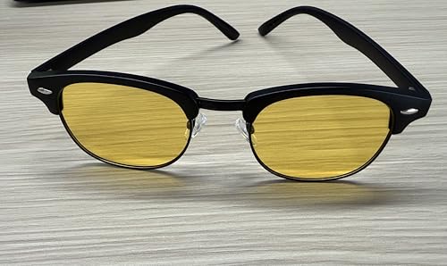 kunchu Nachtsichtbrille Herren Damen Nachtfahrbrille Polarisiert UV400-Schutz -Night Vision Goggles-Ultraleicht Metall Halbrahmen- Autofahren-Schwarz von kunchu