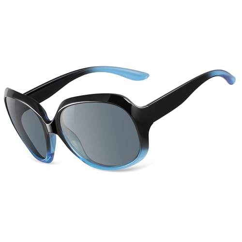 kunchu Vintage Sonnenbrille Damen Herren Polarisiert ÜberGroße-UV400 Schutz Groß Klassisch Trendy Retro Sonnenbrille für Damen Square Oversized Rahmen-Schwarz Blau kunchu Vintage Sonnenbrille Damen Herren Polarisiert ÜberGroße-UV400 Schutz Groß Klassisch Trendy Retro Sonnenbrille für Damen Square Oversized Rahmen-Schwarz Blau von kunchu