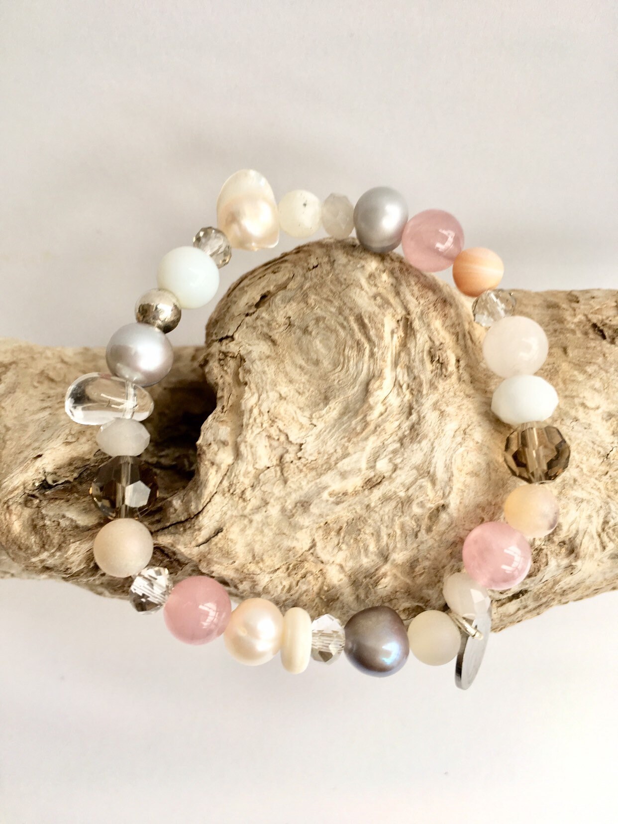Edelsteinarmband-Malaarmband Mit Rosenquarz Und Rodonith, Freshwaterpearls Achat.chakrabracelet Edelsteinarmband-Malaarmband Mit Rosenquarz Und Rodonith, Freshwaterpearls Achat.chakrabracelet von kunstvollkoeln