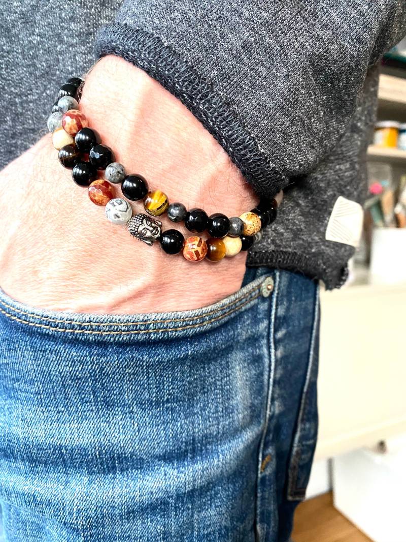 Gemstonearmband Schwarz Braun Gemstonearmband Schwarz Braun von kunstvollkoeln