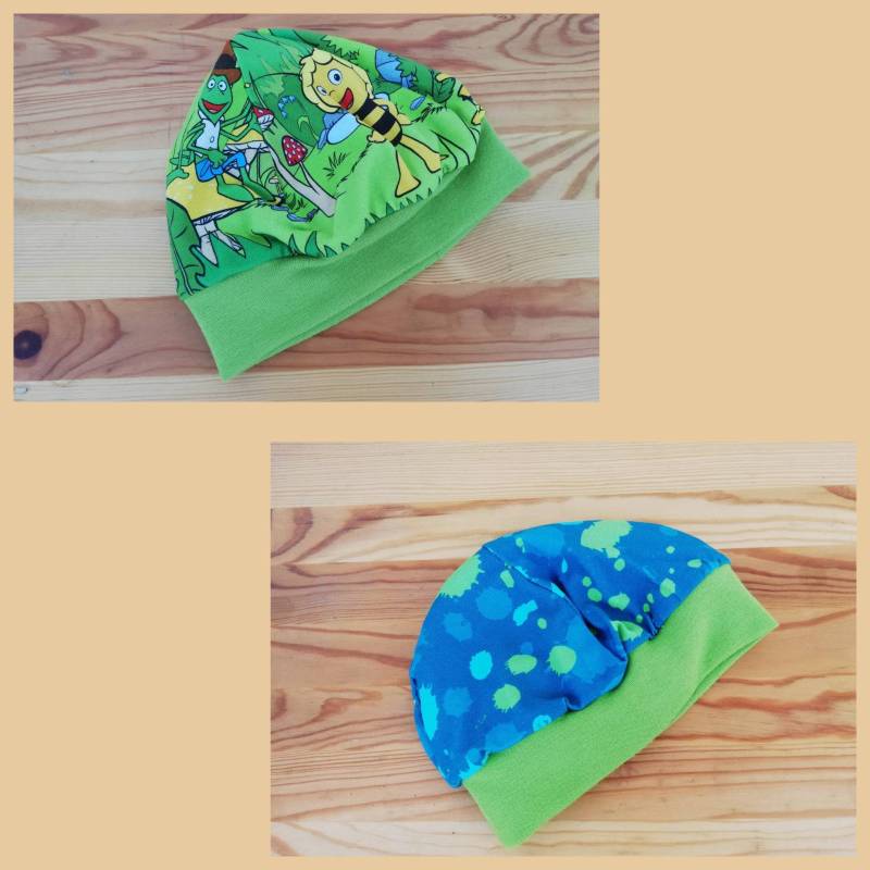 Kinder-Wendemütze Mit Biene Maja Und Klecksen von kunterKINDERbunt