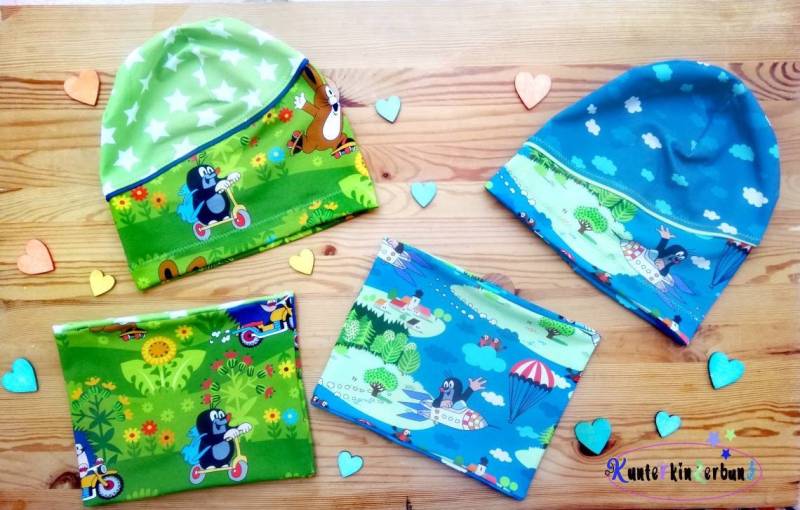 Set Beanie Und Loop/Halssocke Der Kleine Maulwurf Mit Wunschmotiv von kunterKINDERbunt