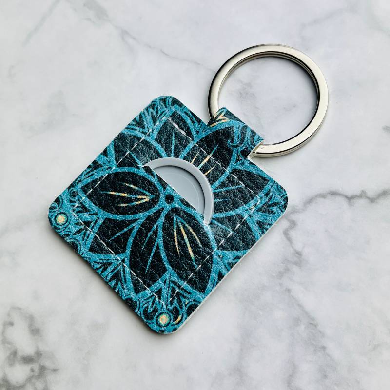 Chip-Täschchen | Mini-Anhänger Kunstleder Schlüsselanhänger Inkl. Chip Mandala Türkis von kunterundbunter