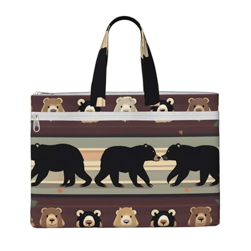 Bear Handtasche, 26,7 x 38,1 cm, 2 Reißverschlusstaschen, großzügige Kapazität für Akten – ideal für die Arbeit auf Reisen, Stu Bear Handtasche, 26,7 x 38,1 cm, 2 Reißverschlusstaschen, großzügige Kapazität für Akten – ideal für die Arbeit auf Reisen, Stu von kurue