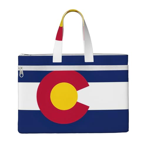 Colorado Staatsflagge, 26,7 x 38,1 cm, Handtasche, 2 Reißverschlusstaschen, großzügige Kapazität für Akten, ideal für die Arbeit und Reisen, Stu Colorado Staatsflagge, 26,7 x 38,1 cm, Handtasche, 2 Reißverschlusstaschen, großzügige Kapazität für Akten, ideal für die Arbeit und Reisen, Stu von kurue