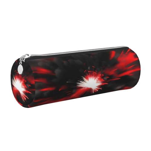 Explosion Burst Federmäppchen, Leder, schmal, schöne Schreibwaren-Tasche, tragbare Kosmetiktasche, Reißverschluss, Rot / Schwarz von kurue