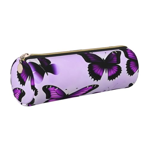 Federmäppchen aus Leder, mit Schmetterlingen, schlankes Federmäppchen, schöne Schreibwaren-Tasche, tragbare Kosmetiktasche, Reißverschluss, Organizer-Tasche von kurue