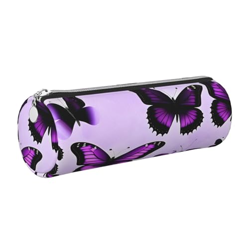 Federmäppchen aus Leder, mit Schmetterlingen, schlankes Federmäppchen, schöne Schreibwaren-Tasche, tragbare Kosmetiktasche, Reißverschluss, Organizer-Tasche von kurue