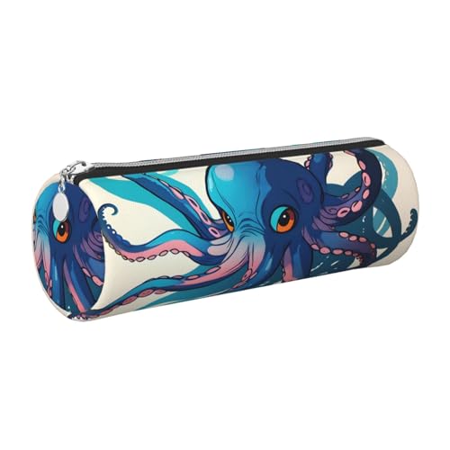 Federmäppchen aus Leder in Blau und Violett, schmales Federmäppchen, schöne Schreibwaren-Tasche, tragbare Kosmetiktasche, Reißverschluss, Organizer-Tasche von kurue