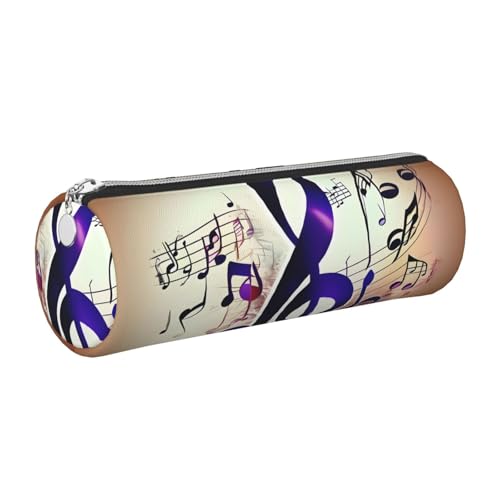 Federmäppchen für Musiknoten, Leder, schmal, schöne Schreibwaren-Tasche, tragbare Kosmetiktasche, Reißverschluss, Violett von kurue