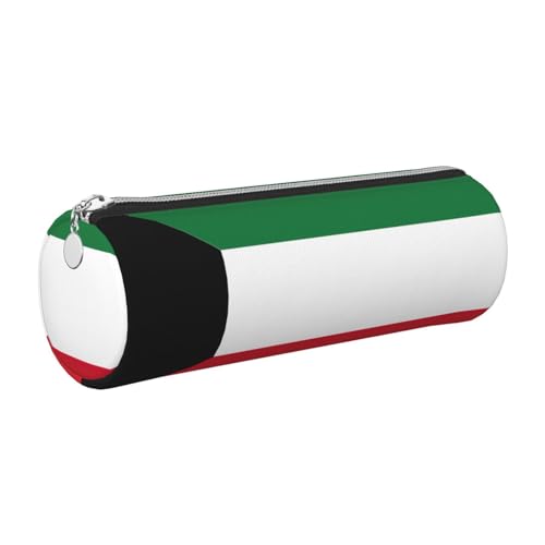 Federmäppchen mit Kuwaitischer Flagge, Leder, schmales Federmäppchen, schöne Schreibwaren-Tasche, tragbare Kosmetiktasche, Reißverschluss-Organizer-Tasche von kurue