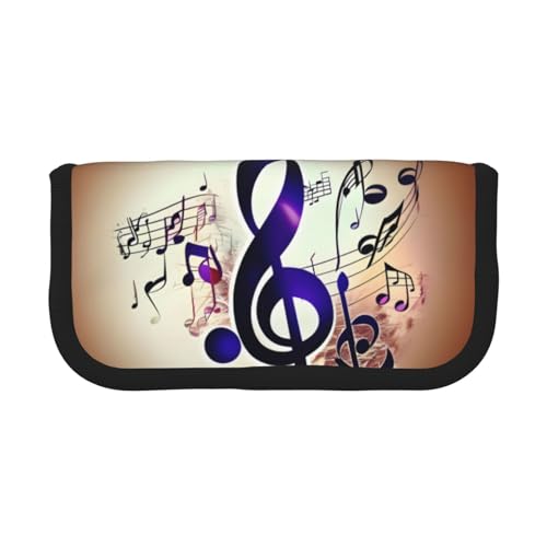 Federmäppchen mit Musiknoten, 3 Fächer, multifunktional, mit Reißverschluss, Organizer, Federmäppchen, Schreibwaren, Violett von kurue
