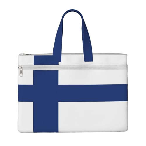 Handtasche mit finnischer Flagge, 26,7 x 38,1 cm, 2 Reißverschlusstaschen, großzügige Kapazität für Akten – ideal für die Arbeit und auf Reisen Handtasche mit finnischer Flagge, 26,7 x 38,1 cm, 2 Reißverschlusstaschen, großzügige Kapazität für Akten – ideal für die Arbeit und auf Reisen von kurue