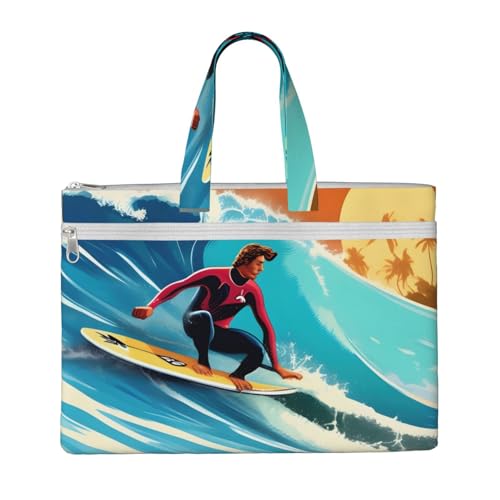 Hawaiianischer Surfer auf gewelltem Druck, 26,7 x 38,1 cm, 2 Reißverschlusstaschen, großzügige Kapazität für Akten, ideal für die Arbeit und auf Reisen, Stu Hawaiianischer Surfer auf gewelltem Druck, 26,7 x 38,1 cm, 2 Reißverschlusstaschen, großzügige Kapazität für Akten, ideal für die Arbeit und auf Reisen, Stu von kurue