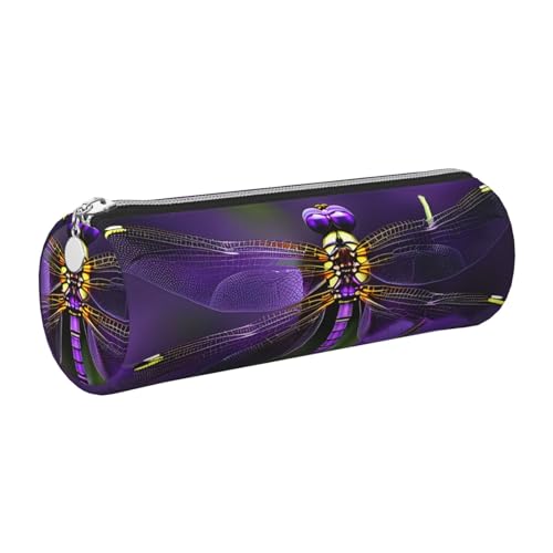 Lila Libellen-Etui, Leder, Stiftetasche, schmales Federmäppchen, schöne Schreibwaren-Tasche, tragbare Kosmetiktasche, Reißverschluss, Organizer-Tasche Lila Libellen-Etui, Leder, Stiftetasche, schmales Federmäppchen, schöne Schreibwaren-Tasche, tragbare Kosmetiktasche, Reißverschluss, Organizer-Tasche von kurue