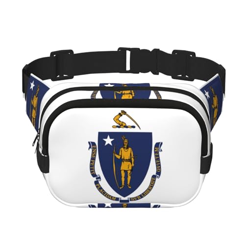 Massachusetts Bundesstaatsflagge, Bauchtasche, Geldbörse mit verstellbarem Riemen, quadratisch, doppellagig, Unisex, überall von kurue