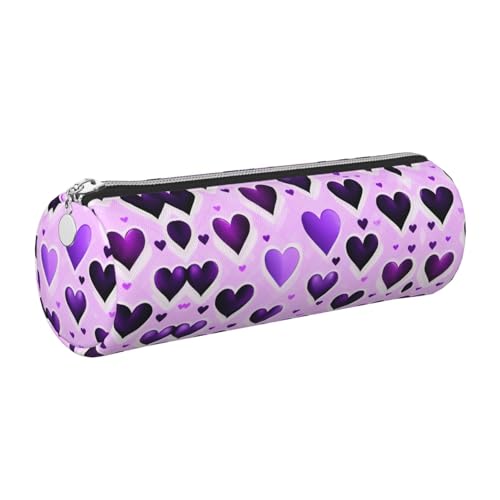 Modisches Federmäppchen mit Herzen, Leder, schmales Federmäppchen, schöne Schreibwaren-Tasche, tragbare Kosmetiktasche, Reißverschluss, Organizer-Tasche von kurue