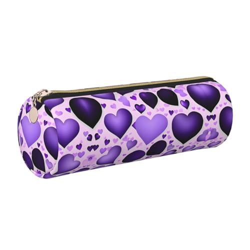 Modisches Federmäppchen mit Herzmotiv, Leder, schmales Federmäppchen, schöne Schreibwaren-Tasche, tragbare Kosmetiktasche, Reißverschluss, Organizer-Tasche von kurue