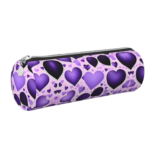 Modisches Federmäppchen mit Herzmotiv, Leder, schmales Federmäppchen, schöne Schreibwaren-Tasche, tragbare Kosmetiktasche, Reißverschluss, Organizer-Tasche von kurue