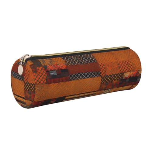 kurue Afrikanisches Textil-Patchwork-Etui, Leder-Stifttasche, schlankes Federmäppchen, schöne Schreibwaren-Tasche, tragbare Kosmetiktasche, Reißverschluss-Organizer-Tasche von kurue