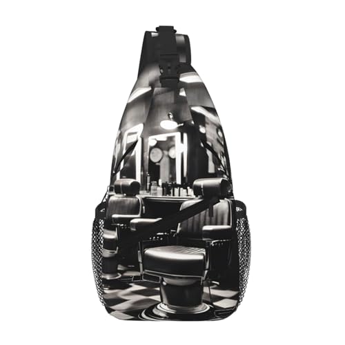 kurue Barber Shop Monochromer Stil Herren Damen Sling Rucksack Anti-Diebstahl Crossbody Schulter Brusttasche Tagesrucksack Satchel für Wandern Reisen von kurue