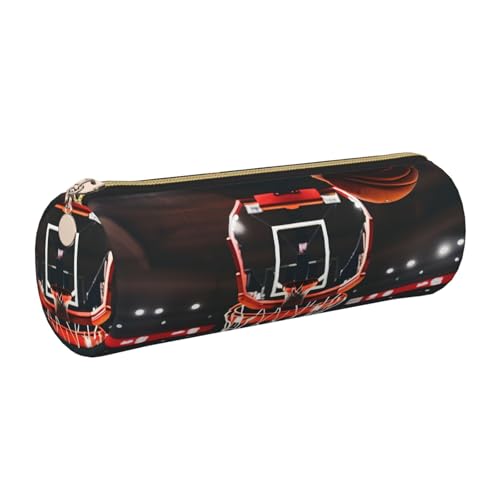 kurue Basketball-Etui, Leder-Stifttasche, schlankes Federmäppchen, schöne Schreibwaren-Tasche, tragbare Kosmetiktasche, Reißverschluss, Organizer-Tasche von kurue