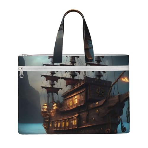 kurue Fantasy-Piratenschiff, 26,7 x 38,1 cm, 2 Reißverschlusstaschen, großzügige Kapazität für Akten, ideal für die Arbeit und Reisen, Stu kurue Fantasy-Piratenschiff, 26,7 x 38,1 cm, 2 Reißverschlusstaschen, großzügige Kapazität für Akten, ideal für die Arbeit und Reisen, Stu von kurue