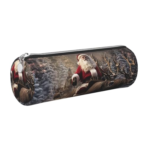 kurue Federmäppchen aus Leder, Motiv: Merry Christmas, schlankes Federmäppchen, schöne Schreibwaren-Tasche, tragbare Kosmetiktasche, Reißverschluss-Organizer-Tasche kurue Federmäppchen aus Leder, Motiv: Merry Christmas, schlankes Federmäppchen, schöne Schreibwaren-Tasche, tragbare Kosmetiktasche, Reißverschluss-Organizer-Tasche von kurue