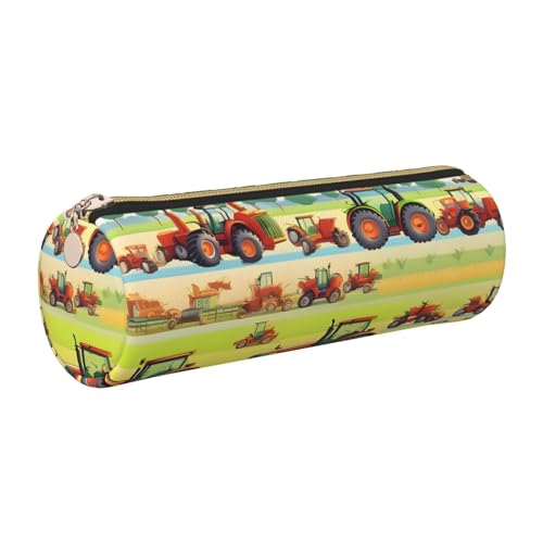 kurue Federmäppchen aus Leder, Motiv: Traktor Landwirtschaft, schlankes Federmäppchen, schöne Schreibwaren-Tasche, tragbare Kosmetiktasche, Reißverschluss-Organizer-Tasche von kurue