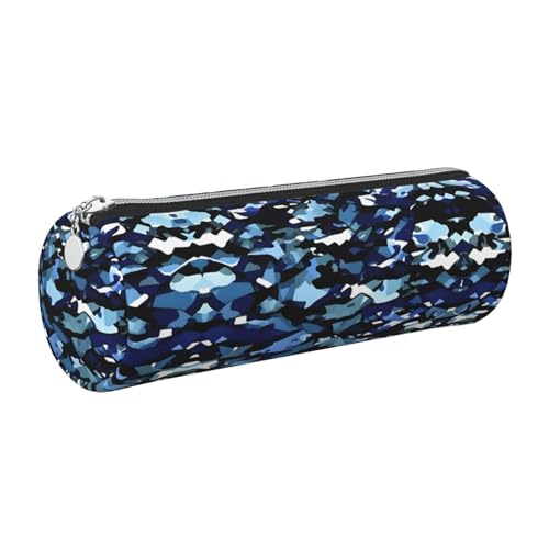 kurue Federmäppchen aus Leder, schmales Federmäppchen, schöne Schreibwaren-Tasche, tragbare Kosmetiktasche, Reißverschluss, Blau von kurue