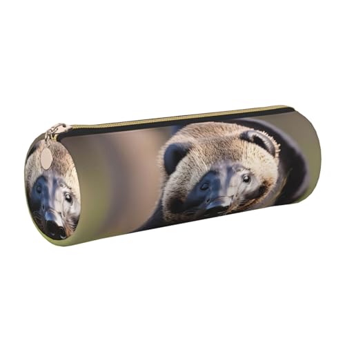 kurue Federmäppchen aus Leder, schmales Federmäppchen, schöne Schreibwaren-Tasche, tragbare Kosmetiktasche, Reißverschluss, Schwarz und Weiß von kurue