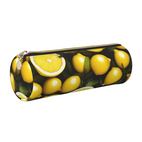 kurue Federmäppchen aus Leder, schmales Federmäppchen, schöne Schreibwaren-Tasche, tragbare Kosmetiktasche, Reißverschluss, Zitronengelb, Zitronengelb von kurue