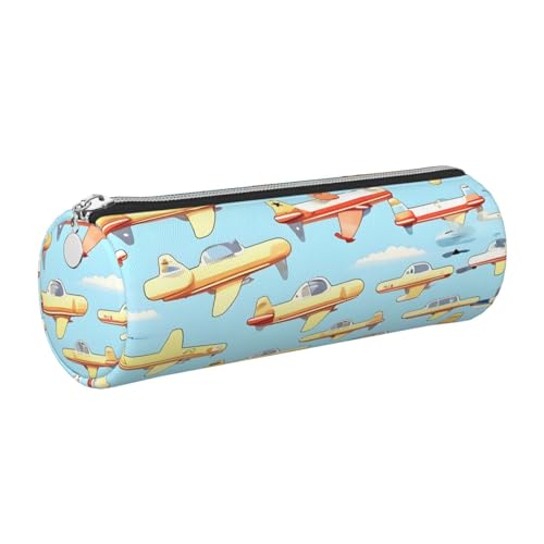 kurue Federmäppchen aus Leder mit Cartoon-Motiv, kleine Flugzeuge, schlankes Federmäppchen, schöne Schreibwaren-Tasche, tragbare Kosmetiktasche, Reißverschluss-Organizer-Tasche von kurue