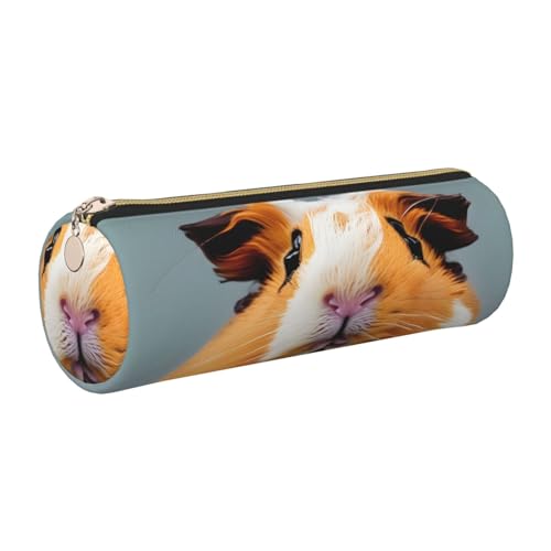 kurue Federmäppchen aus Leder mit Meerschweinchen-Motiv, schlankes Federmäppchen, schöne Schreibwaren-Tasche, tragbare Kosmetiktasche, Reißverschluss-Organizer-Tasche von kurue