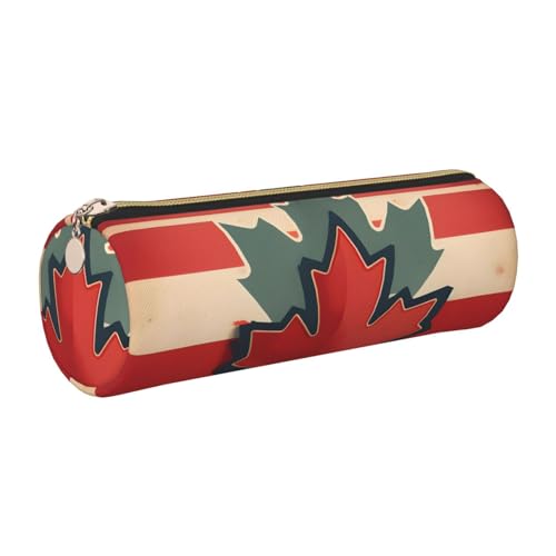 kurue Federmäppchen aus Leder mit Retro-Flagge von Kanada, schlankes Federmäppchen, schöne Schreibwaren-Tasche, tragbare Kosmetiktasche, Reißverschluss-Organizer-Tasche von kurue